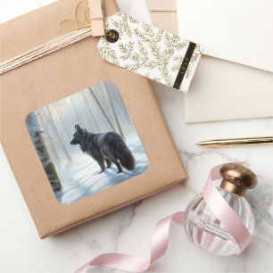 Adesivo Quadrado Sheepdog belga deixa nevar o Natal