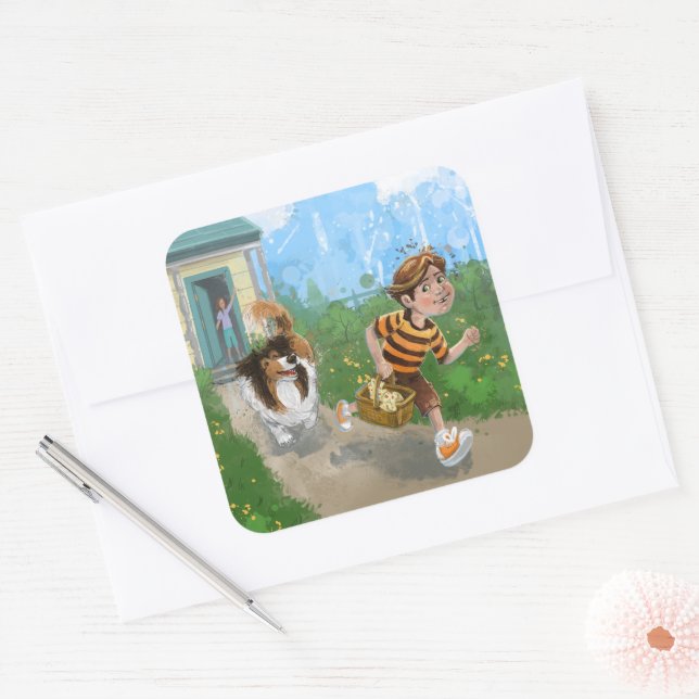 Adesivo Quadrado Sheldon e Davie Adventure (Envelope)