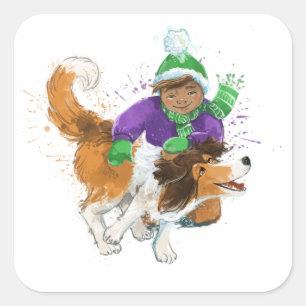 Adesivo Quadrado Sheldon o Sheltie e Seu Menino