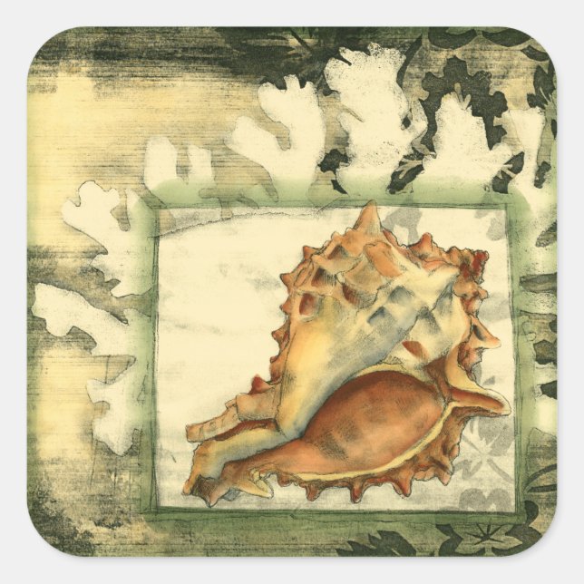 Adesivo Quadrado Shell de Conch Silhout (Frente)
