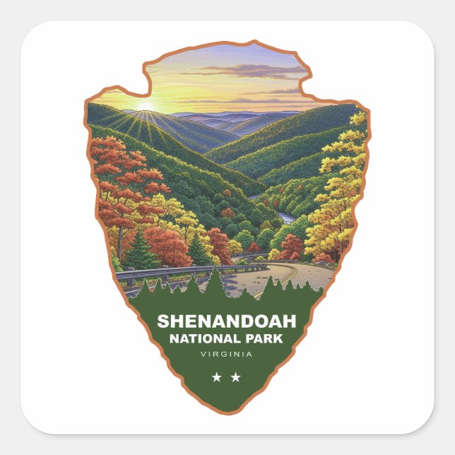 Adesivo Quadrado Shenandoah National Park Arrowhead (Frente)