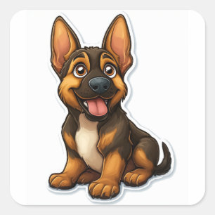 Adesivo Quadrado Shepard Puppy alemão
