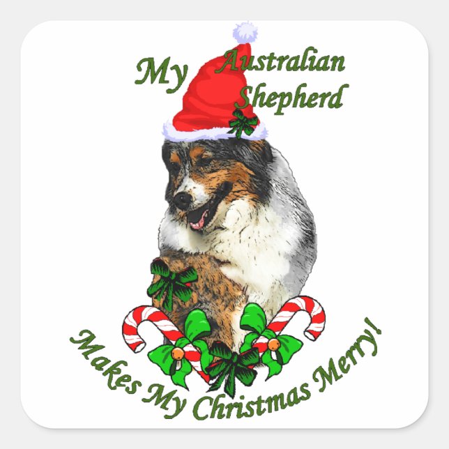 Adesivo Quadrado Shepherd Christmas australiano (Frente)