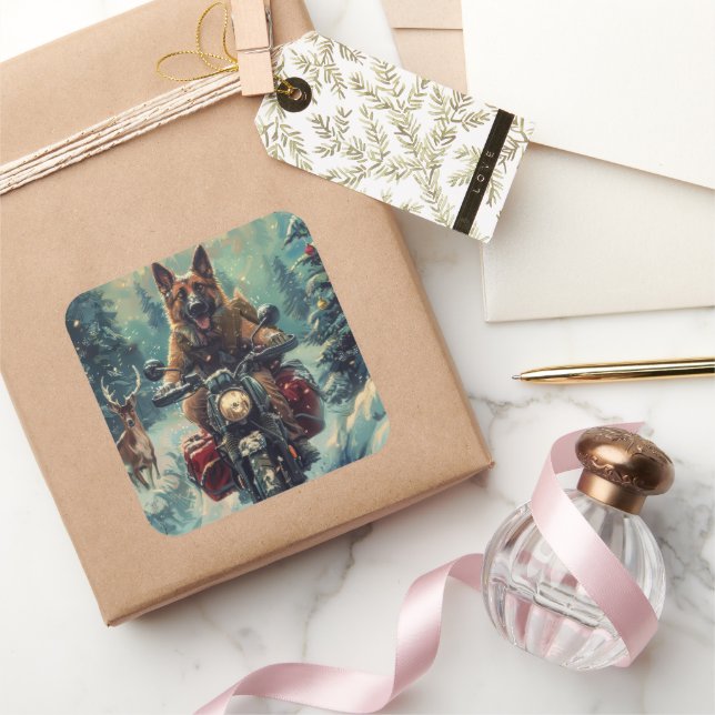 Adesivo Quadrado Shepherd Dog Belga - Natal (Presentear)