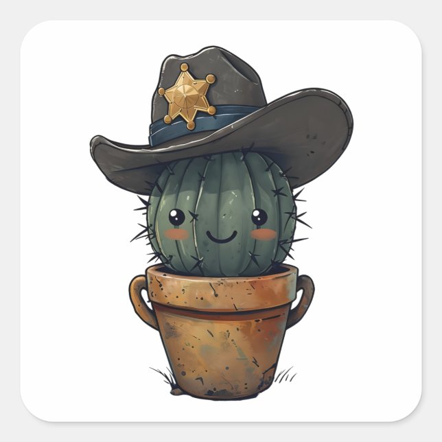 Adesivo Quadrado Sheriff Spike-Cactus Character (Frente)