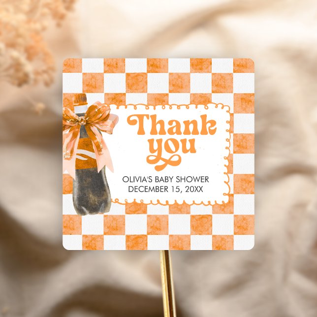 Adesivo Quadrado She's Ready to Pop Baby Shower (Cola Baby Shower Sticker)