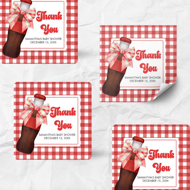 Adesivo Quadrado She's Ready to Pop Baby Shower (She's Ready to Pop Cola Baby Shower Sticker)