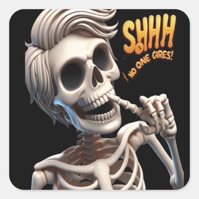 Adesivo Quadrado SHHH. Ninguém Se Importa Com Única E Quirky (Frente)