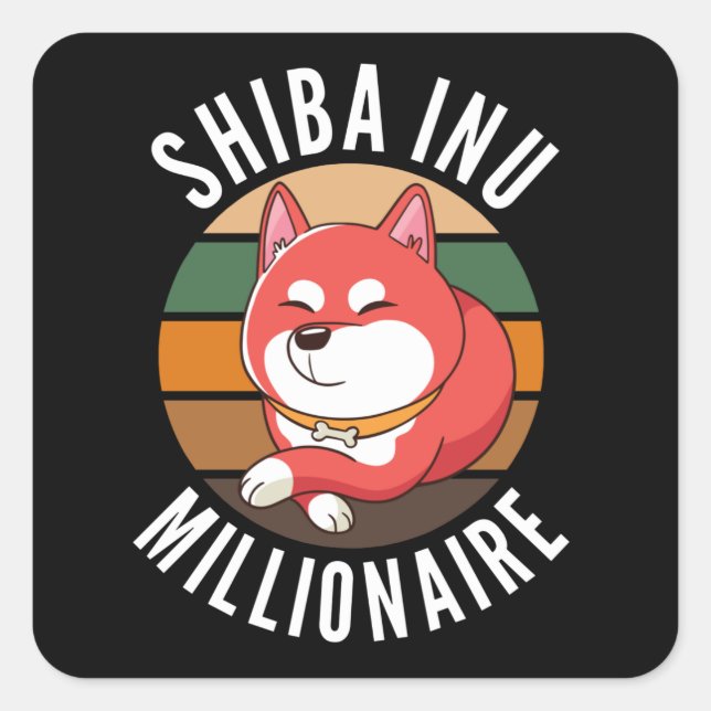 Adesivo Quadrado Shiba Inu Coin Millionaire Shib Army (Frente)