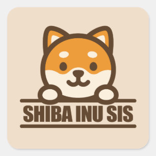 Adesivo Quadrado SHIBA INU IRMÃ - Design Fofo de Irmã Shiba Inu