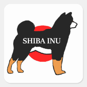 Adesivo Quadrado shiba inu name silhouette em preto-e-bandeira do J