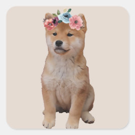 Adesivo Quadrado Shiba Inu Puppy