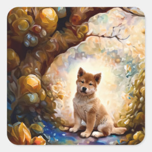 Adesivo Quadrado Shiba Inu Puppy