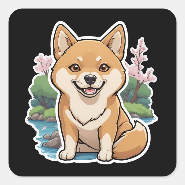 Adesivo Quadrado Shiba Inu Sticker (Frente)