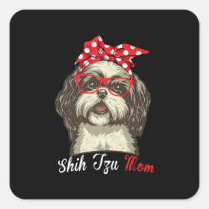 Adesivo Quadrado Shih Tzu   Amantes de Cão Shih Tzu Mãe Shih Tzu