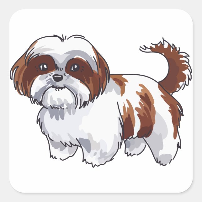 Adesivo Quadrado Shih Tzu Dog (Frente)