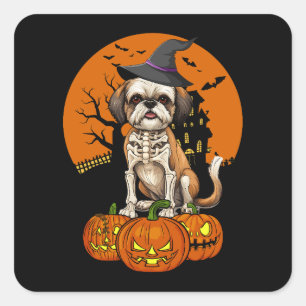 Adesivo Quadrado Shih Tzu Dog Halloween
