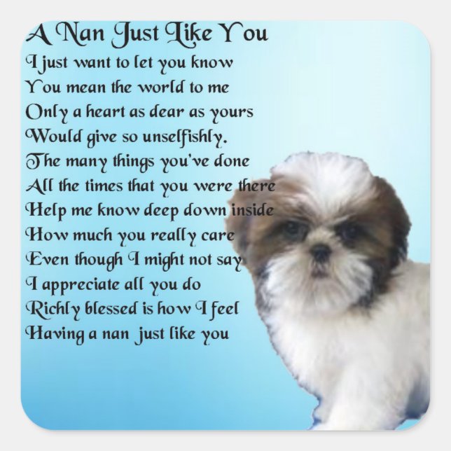 Adesivo Quadrado Shih Tzu Dog - Nan Poem (Frente)