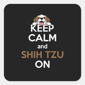 Adesivo Quadrado Shih Tzu | Manter Calma E Shih Tzu Ligado
