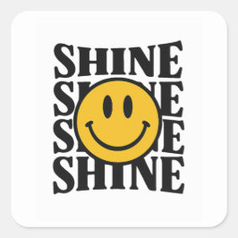 Adesivo Quadrado SHINE Retro Smiley Face Bold Typography Sticker
