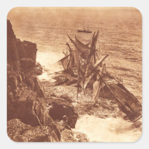 Adesivo Quadrado Shipwreck do vintage - foto da antiguidade do