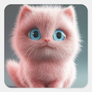 Adesivo Quadrado Shmu - O gatinho rosa