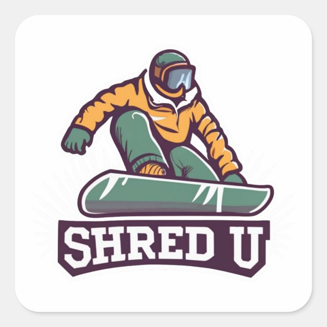 Adesivo Quadrado Shred University Snowboard (Frente)