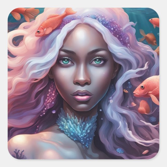 Adesivo Quadrado Sia Mia - Coleção de Arte da Série Mermaid (Frente)