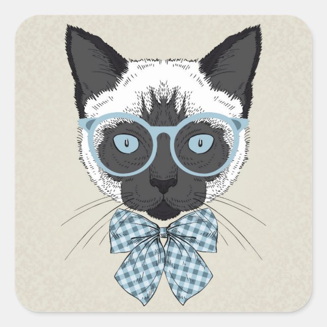Adesivo Quadrado Siamese Cat Fashion Smart (Frente)