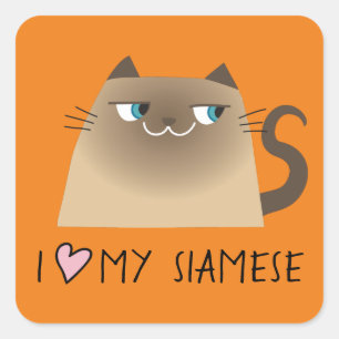Adesivo Quadrado Siamese Cat Love