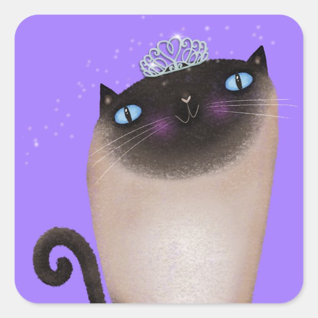 Adesivo Quadrado Siamese Cat Princess (Frente)