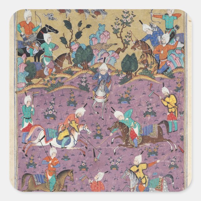 Adesivo Quadrado Siavosh jogando polo com Afrasiab (Frente)