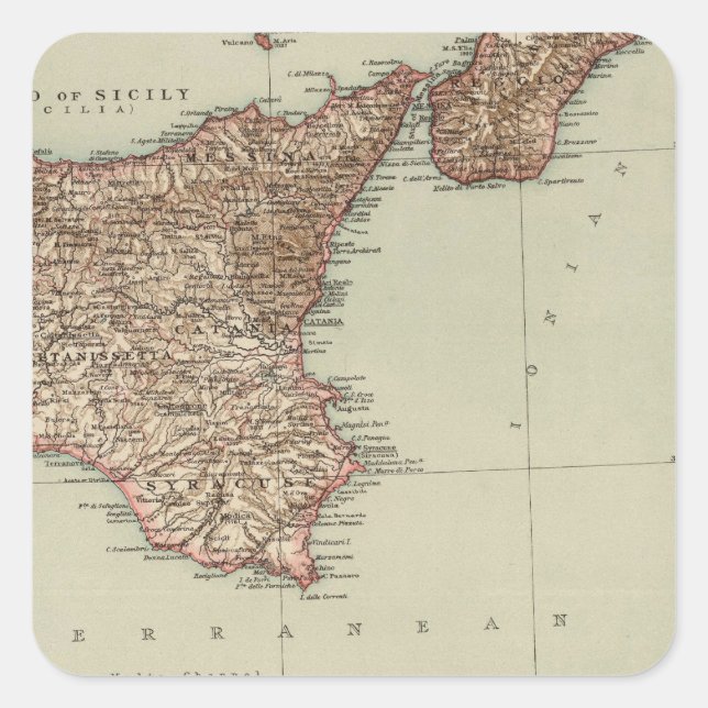 Adesivo Quadrado Sicília, Sardenha (Frente)