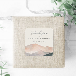 Adesivo Quadrado Sierra Dusk   Desert Sunset Wedding Obrigado