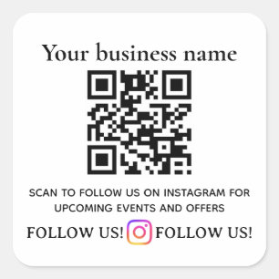 Adesivo Quadrado Siga-nos Código QR Sinal   Instagram Seguir   Quir