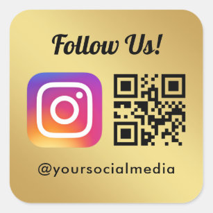 Adesivo Quadrado Siga-nos no Instagram Social Media Código QR Simpl