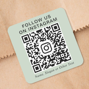 Adesivo Quadrado Siga-nos no QR Code do Instagram Sage Verde