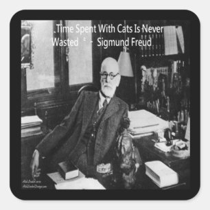 Adesivo Quadrado Sigmund Freud em seu escritório & Citação engraçad