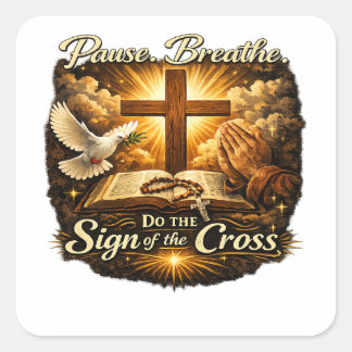Adesivo Quadrado Sign of the Cross Christian Faith