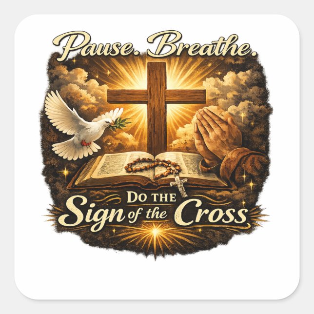 Adesivo Quadrado Sign of the Cross Christian Faith  (Frente)