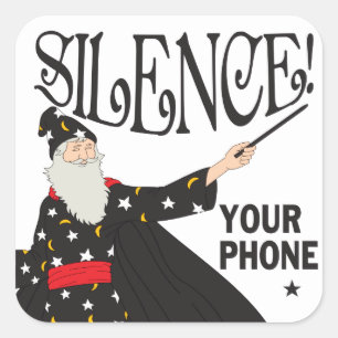 Adesivo Quadrado Silêncio engraçado seu feiticeiro do telefone