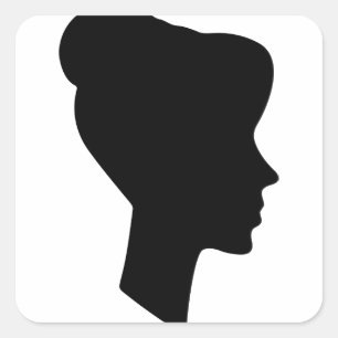 Adesivo Quadrado Silhouette de perfil feminino