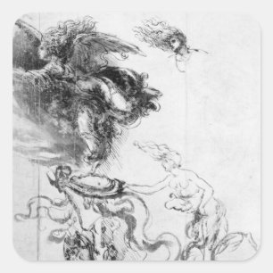 Adesivo Quadrado Silhouette de um Anjo