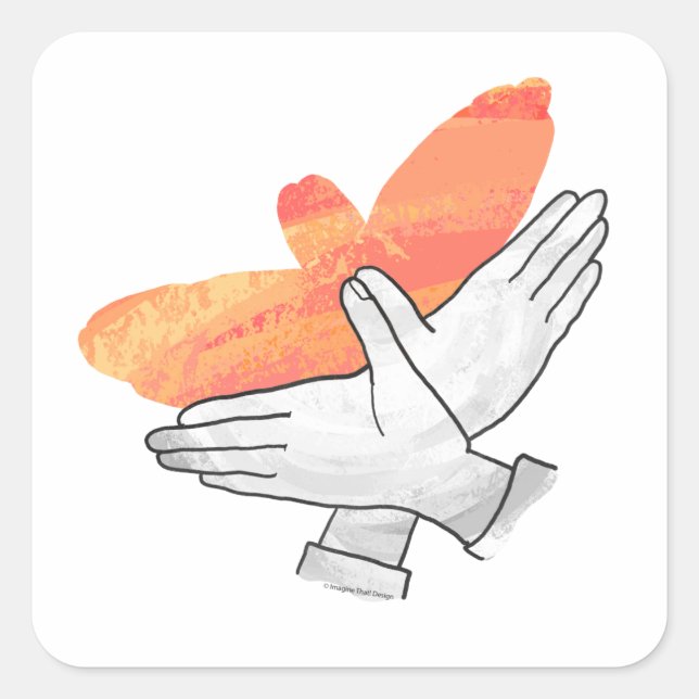 Adesivo Quadrado Silhouette Eagle Orange à Mão (Frente)