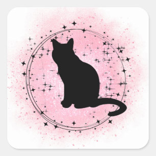 Adesivo Quadrado Silhouette Gato Preto