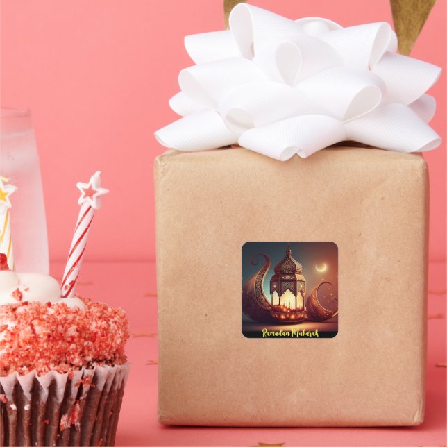 Adesivo Quadrado Silhouette mesquita Ramadan Mubarak (Festa)