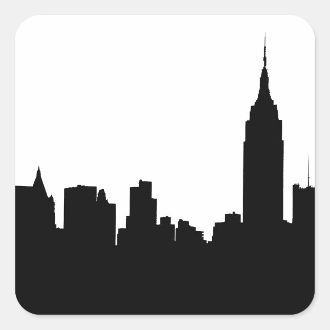 Adesivo Quadrado Silhouette Skyline NYC, Bldg Empire State #1 (Frente)
