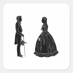 Adesivo Quadrado silhueta de abraham lincoln mary todd lincoln