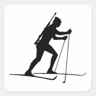 Adesivo Quadrado Silhueta de Biathlete