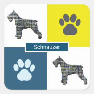 Adesivo Quadrado Silhueta de Cachorro Schnauzer & Imprimir Grade Y&